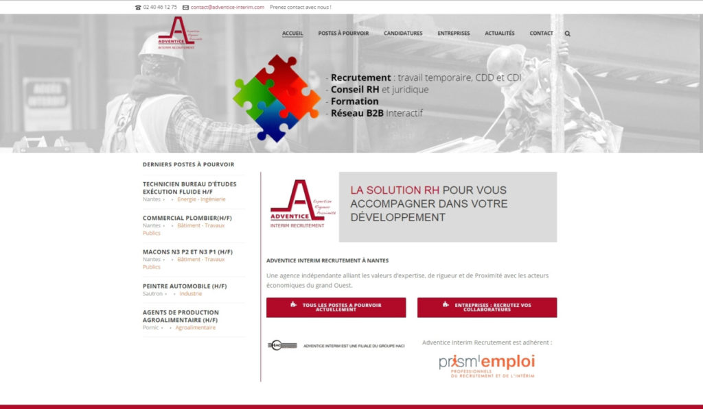Adventice-Interim Creation site internet Nantes